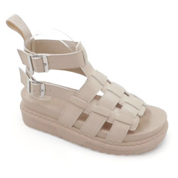 Chunky sole flat gladiator sandal all beige
