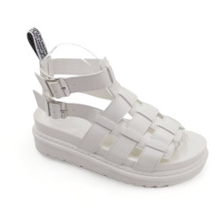 Chunky sole flat gladiator sandal all white