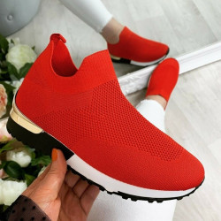 Classic red slip on trainers