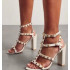 Rockstud white strap sandal/heels