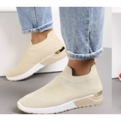 Classic all beige slip on trainers