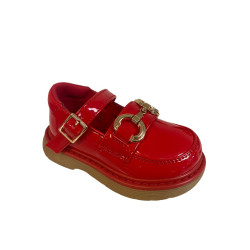patent red girls buckled shoe